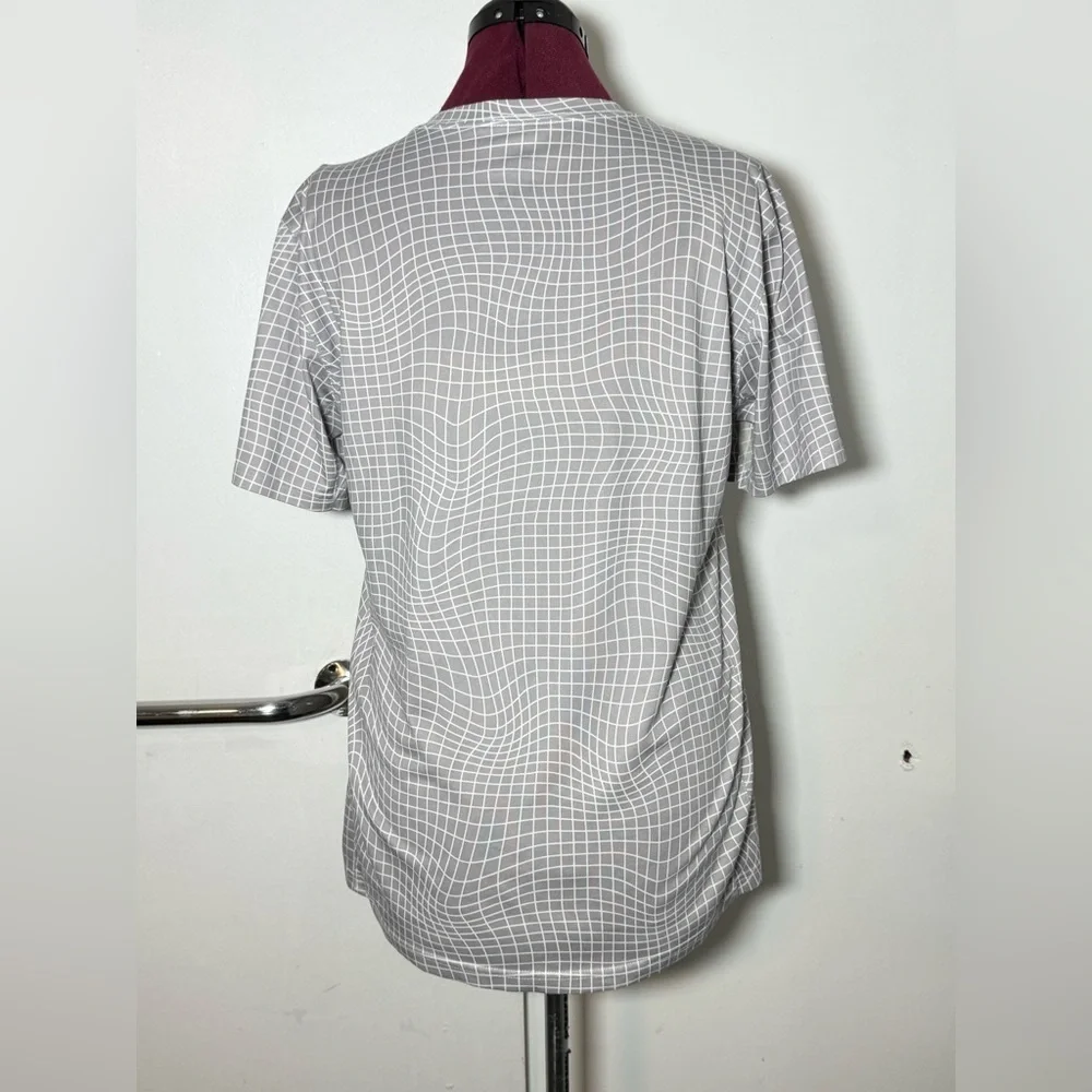 Nike White and Gray Grid T-Shirt